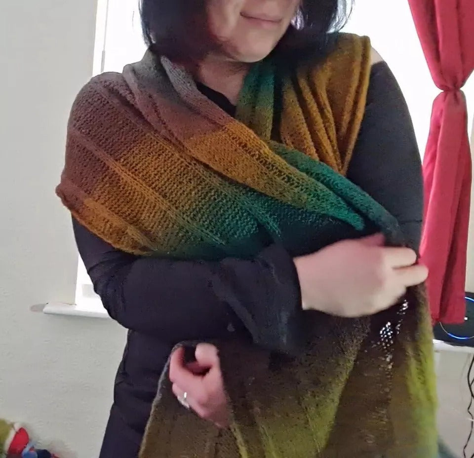 Hand Knitted 100% Pure Sheep's Wool Scarf - Naturally Dyed - Warm & Lightweight