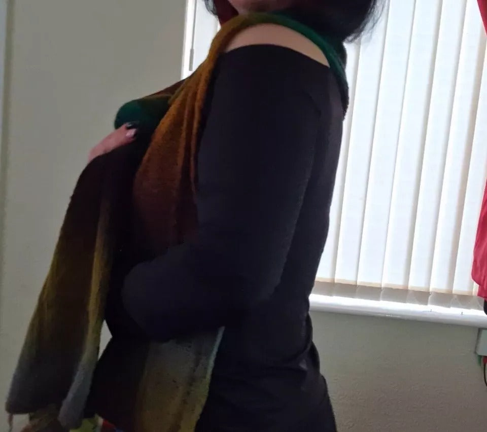 Hand Knitted 100% Pure Sheep's Wool Scarf - Naturally Dyed - Warm & Lightweight