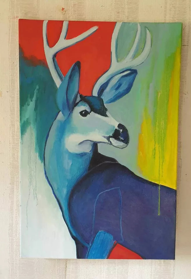 Oil hand painting of a Deer