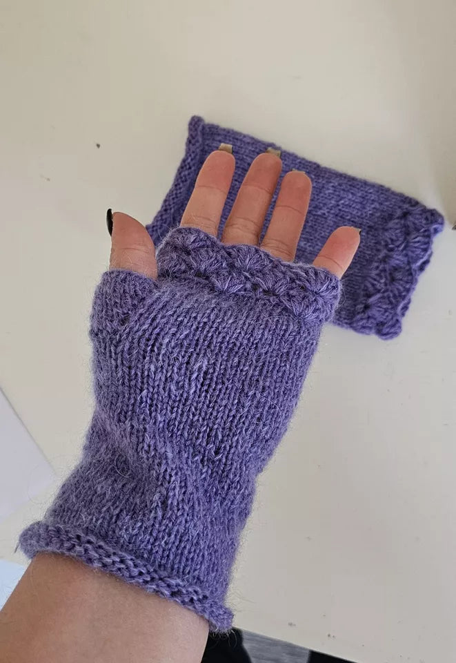 Women's Fair Trade Hand Knitted Woolen Wrist Warmers Fingerless Gloves Sheep