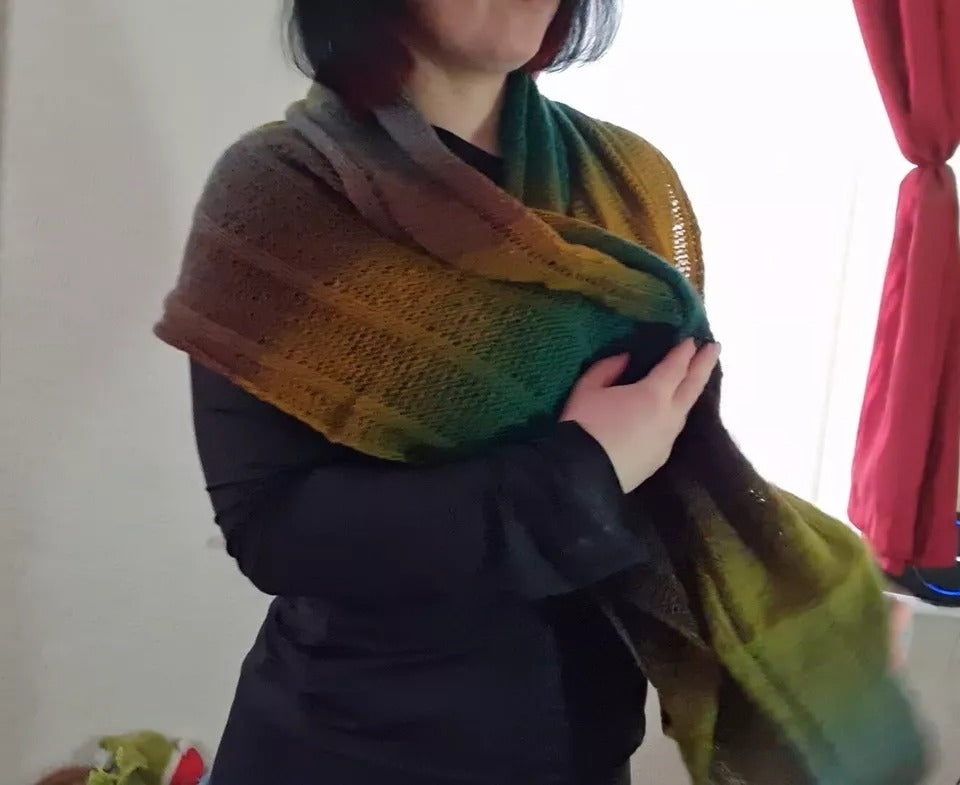Hand Knitted 100% Pure Sheep's Wool Scarf - Naturally Dyed - Warm & Lightweight