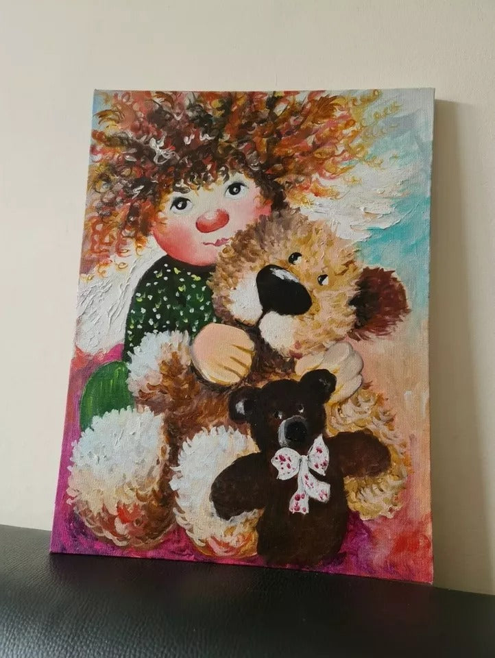 Oil hand painting on canvas wall art home decor picture of angel home spirit elf