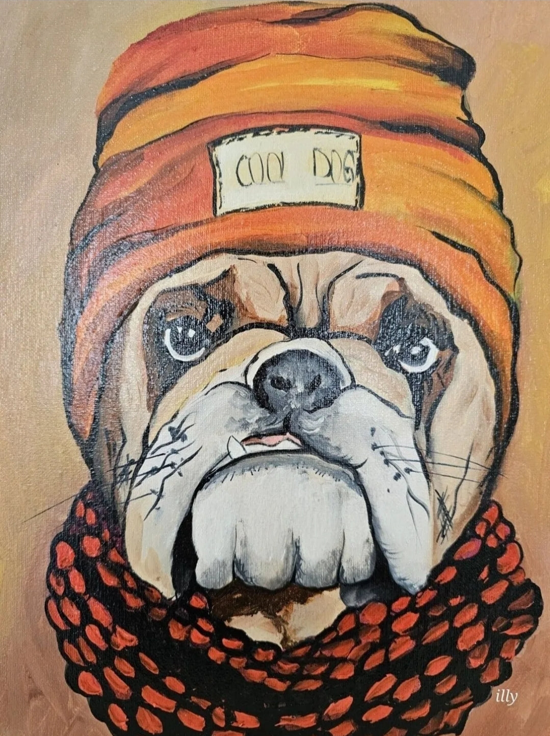 Hand painting of Bulldog