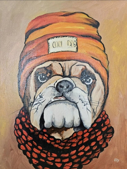 Hand painting of Bulldog