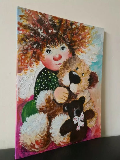 Oil hand painting on canvas wall art home decor picture of angel home spirit elf