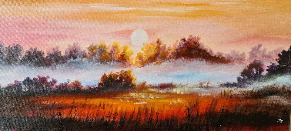 Oil hand painting on canvas wall art home decor picture of sunset