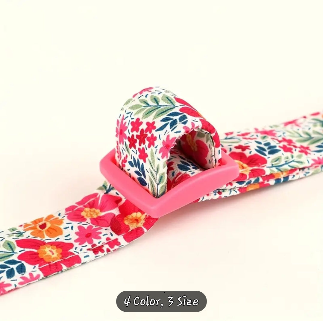 Adorable Bowknot Floral Dog Collar - Durable Nylon, Adjustable for All Sizes - Perfect Puppy Collar with Vibrant Print