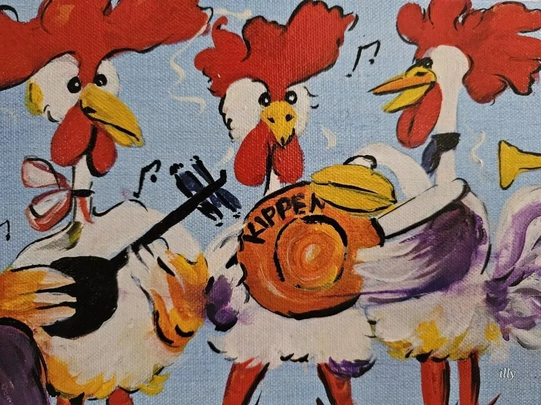 Oil hand painting of Chicken band