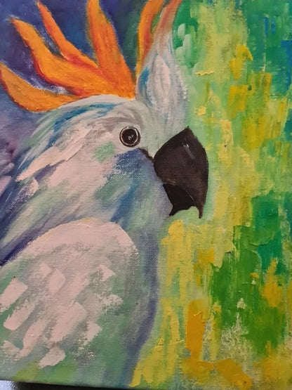 Oil hand painting on canvas of a Parrot