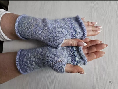 Women's Fair Trade Hand Knitted Woolen Wrist Warmers Fingerless Gloves Sheep