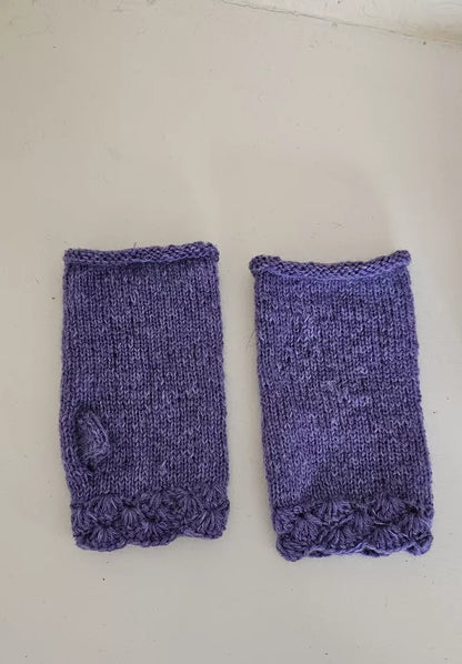 Women's Fair Trade Hand Knitted Woolen Wrist Warmers Fingerless Gloves Sheep