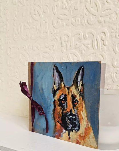 Handmade Hamper Birthday, Christmas Gift Box Socks, Gloves, greeting card, candle, German shepherd