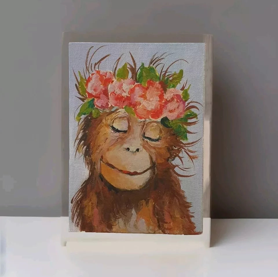 Hand painting of a cheeky monkey