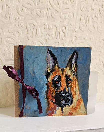 Handmade Hamper Birthday, Christmas Gift Box Socks, Gloves, greeting card, candle, German shepherd