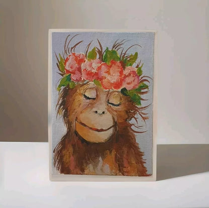 Hand painting of a cheeky monkey