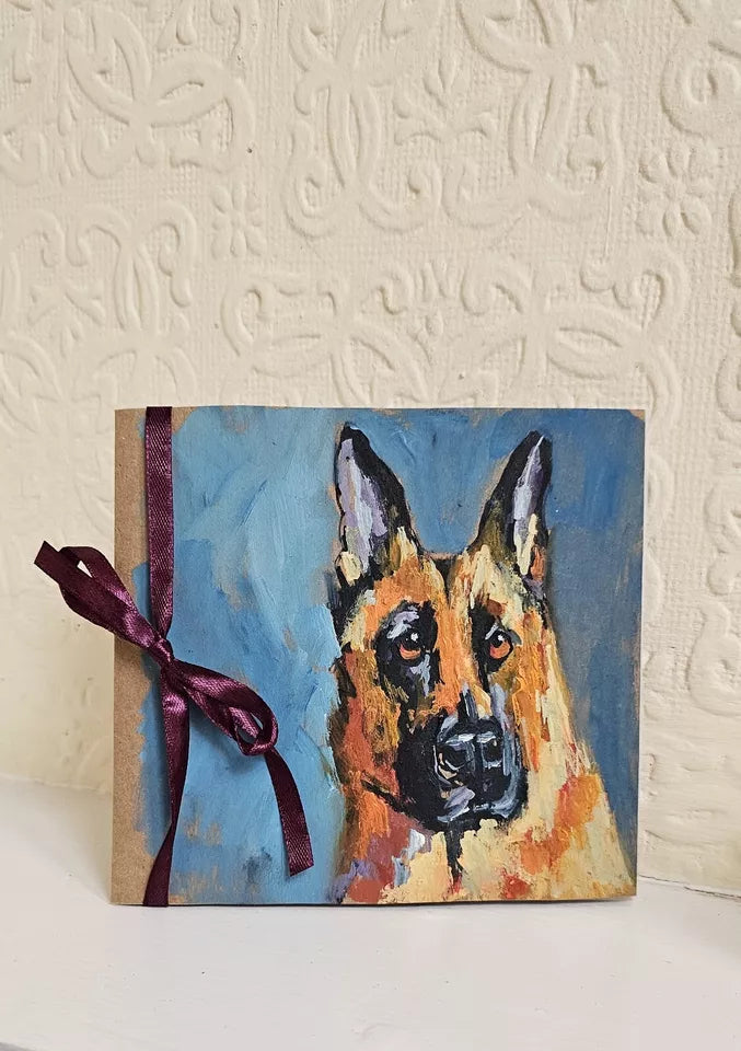 Handmade Hamper Birthday, Christmas Gift Box Socks, Gloves, greeting card, candle, German shepherd