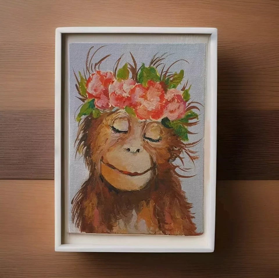 Hand painting of a cheeky monkey