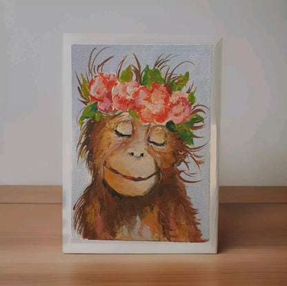 Hand painting of a cheeky monkey