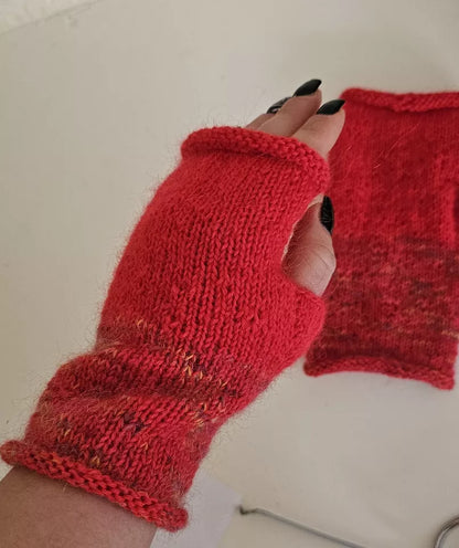 Women's Fair Trade Hand Knitted Woolen Wrist Warmers Fingerless Gloves wool