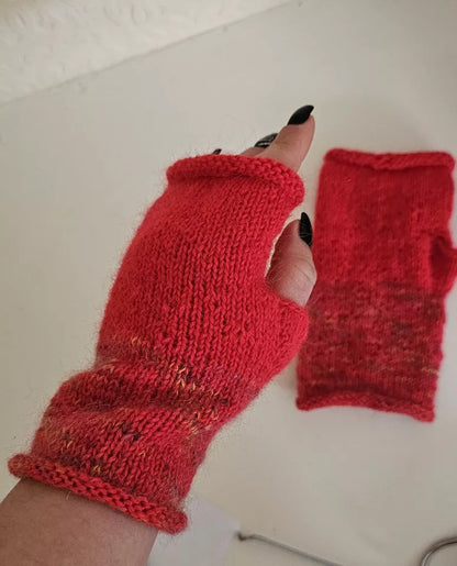 Women's Fair Trade Hand Knitted Woolen Wrist Warmers Fingerless Gloves wool