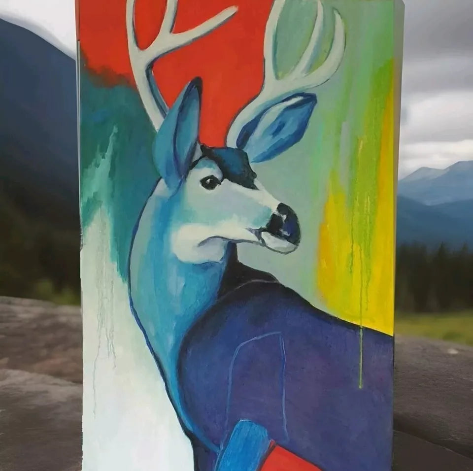 Oil hand painting of a Deer