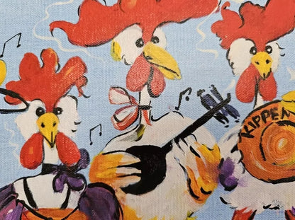 Oil hand painting of Chicken band