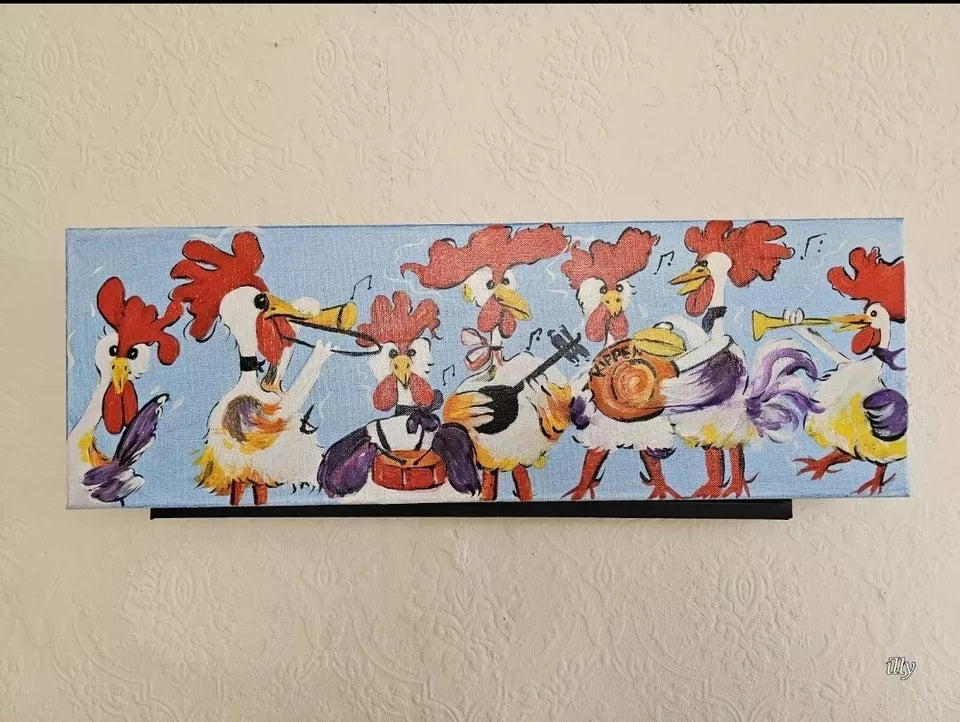 Oil hand painting of Chicken band