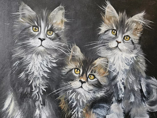 Oil hand painting on canvas Cats