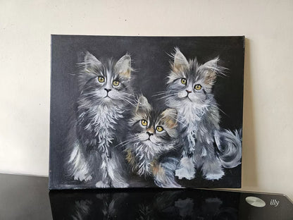 Oil hand painting on canvas Cats