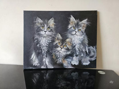 Oil hand painting on canvas Cats