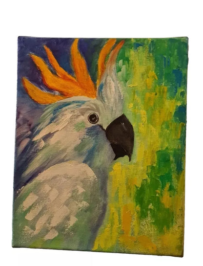 Oil hand painting on canvas of a Parrot