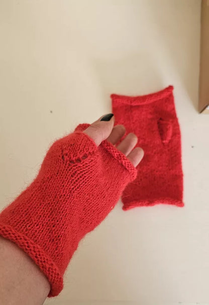 Women's Fair Trade Hand Knitted Woolen Wrist Warmers Fingerless Gloves wool