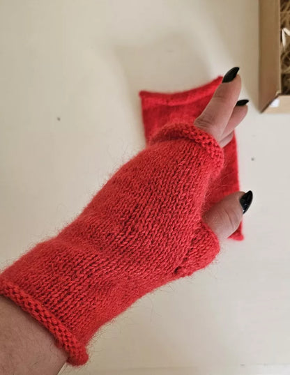 Women's Fair Trade Hand Knitted Woolen Wrist Warmers Fingerless Gloves wool