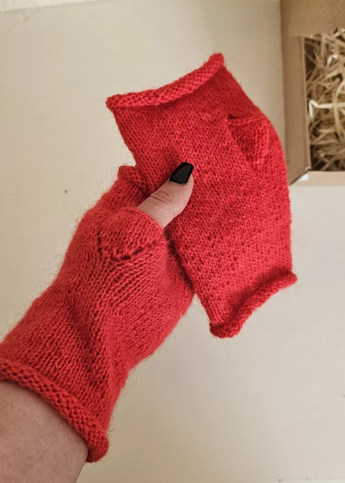 Women's Fair Trade Hand Knitted Woolen Wrist Warmers Fingerless Gloves wool