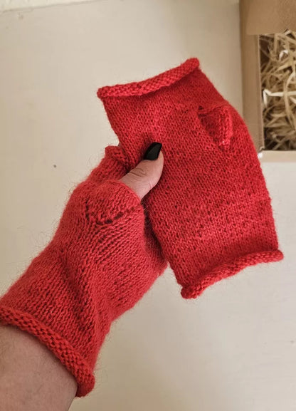 Women's Fair Trade Hand Knitted Woolen Wrist Warmers Fingerless Gloves wool