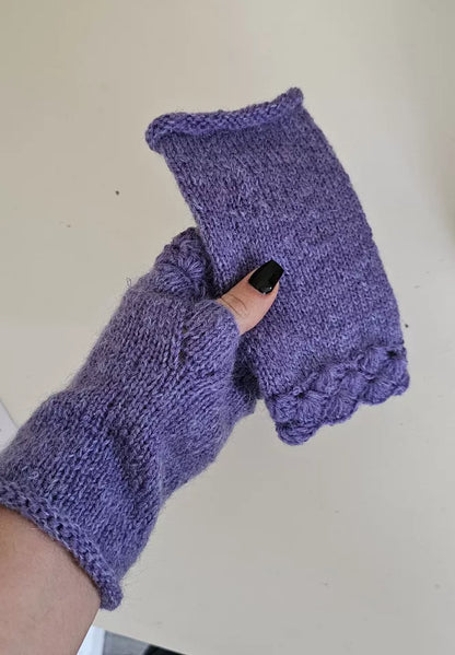 Women's Fair Trade Hand Knitted Woolen Wrist Warmers Fingerless Gloves Sheep