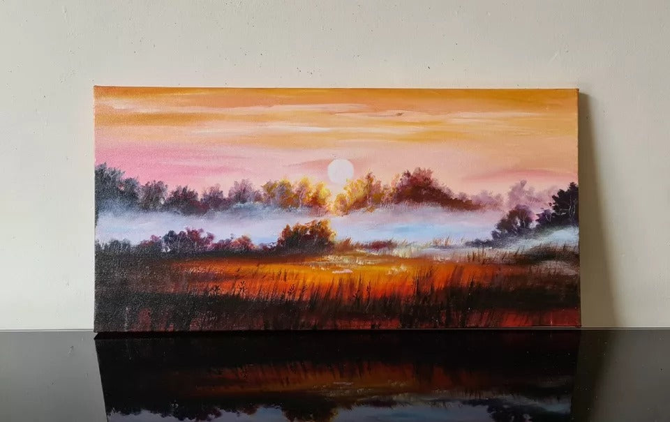 Oil hand painting on canvas wall art home decor picture of sunset